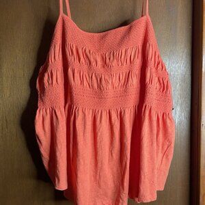 Women's Coral Terra & Sky Smocked Tank Top Plus Size 3X NEW